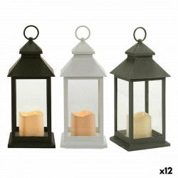 Led-lantaarn Wit Zwart Kristal Plastic (12 Stuks)