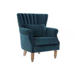 Fauteuil DKD Home Decor 73 x 75 x 87 cm Turquoise Bois d'hévéa Velvet