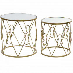 Mesa auxiliar DKD Home Decor Espejo Dorado Metal 50 x 50 x 51 cm