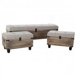 Banqueta DKD Home Decor   Negro Gris Madera Marrón Poliéster (120 x 40 x 42 cm)