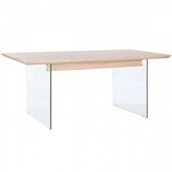 Table de Salle à Manger DKD Home Decor Transparent Marron Clair Verre Noyer...