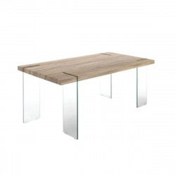 Table de Salle à Manger DKD Home Decor Transparent Marron Clair Verre Noyer...