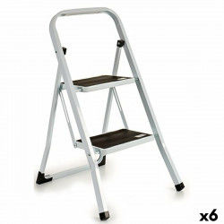 Escalera plegable Blanco Negro Hierro 44,5 x 48 x 78,5 cm (6 Unidades)