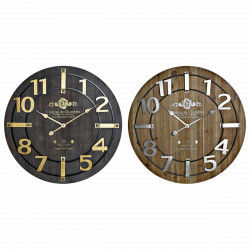 Horloge Murale DKD Home Decor 68 x 3 x 68 cm Naturel Noir Fer Bois MDF (2...