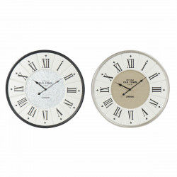 Horloge Murale DKD Home Decor Gris Beige Fer Bois MDF 60 x 5 x 60 cm (2 Unités)