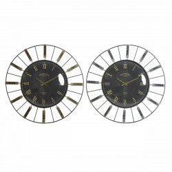 Horloge Murale DKD Home Decor Verre Argenté Noir Doré Fer 70 x 7 x 70 cm (2...