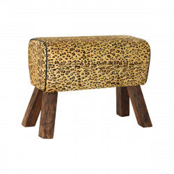 Reposapiés DKD Home Decor Negro Madera Marrón Piel Leopardo (67 x 30 x 51 cm)