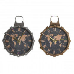 Horloge Murale DKD Home Decor 42 x 8,5 x 54 cm Verre Argenté Doré Fer...