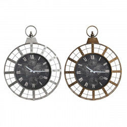 Horloge Murale DKD Home Decor 60 x 6,5 x 78 cm Verre Argenté Noir Doré Fer (2...