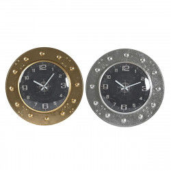 Horloge Murale DKD Home Decor 48,5 x 6 x 48,5 cm Verre Argenté Noir Doré Fer...