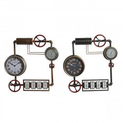 Horloge Murale DKD Home Decor 57 x 9,5 x 57 cm Verre Rouge Noir Doré Fer...