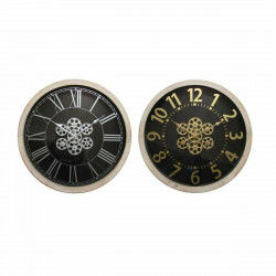 Orologio da Parete DKD Home Decor Nero Dorato Argentato Cristallo Legno MDF...