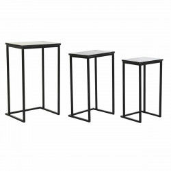 3er-Set Tischchen DKD Home Decor 40 x 26 x 65 cm Schwarz Metall Marmor