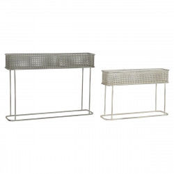 Set de Maceteros DKD Home Decor 100 x 22 x 70 cm Gris Metal Blanco Vintage