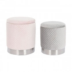 Footrest DKD Home Decor Grey Pink MDF Wood 40 x 40 x 45 cm 