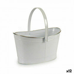 Macetero Cesta Blanco Plateado Zinc 21,5 x 35 x 35,7 cm (12 Unidades)