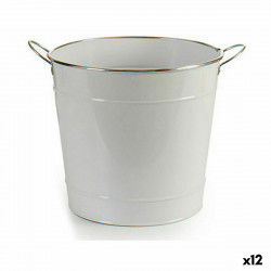 Cache-pot Seau Blanc Argenté Métal 29 x 27 x 37 cm (12 Unités)