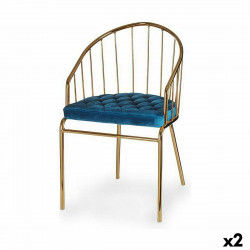 Chaise Barres Bleu Doré 51 x 81 x 52 cm (2 Unités)