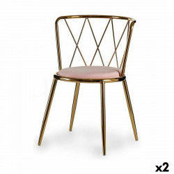 Chair Rhombus Pink Golden 50,5 x 73 x 51 cm (2 Units)