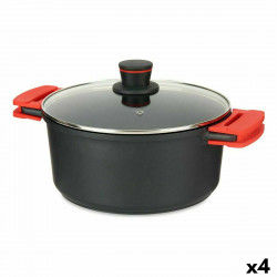 Casseruola con coperchio in vetro Ø 28 cm Nero Alluminio (4 Unità)