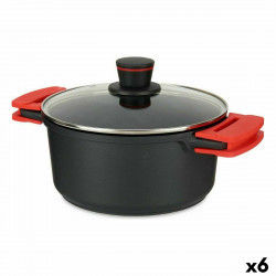 Casserole avec Couvercle en Verre Ø 24 cm Noir Aluminium (6 Unités)