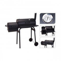 Barbecue a Carbone con Coperchio e Ruote Nero (112 x 63 x 112 cm)