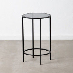 Table d'appoint Verre Noir Métal 40 x 40 x 65 cm