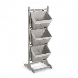 Bathroom Shelves Versa Grey 3 Baskets Multicolour Cotton Wood Rattan 35 x 102...