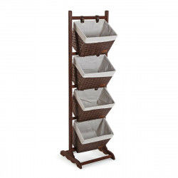 Bathroom Shelves Versa Dark brown 4 Baskets Brown Multicolour Cotton Wood...