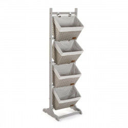 Bathroom Shelves Versa Grey 4 Baskets Multicolour Cotton Wood Rattan 35 x 125...