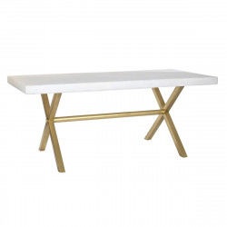 Mesa de Comedor DKD Home Decor Blanco Dorado Latón Madera de mango 180 x 90 x...