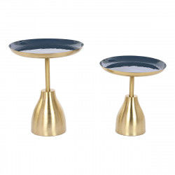 Set of 2 tables Home ESPRIT Blue Golden 40,5 x 40,5 x 48 cm