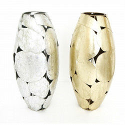 Vase DKD Home Decor 26 x 26 x 56 cm Silberfarben Gold Metall Moderne (2 Stück)