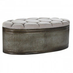 Banqueta DKD Home Decor   Beige Metal Poliéster Marrón oscuro (121 x 44 x...