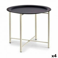 Table d'appoint Blanc Noir Métal 52 x 44 x 52 cm (4 Unités)