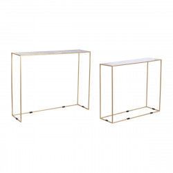 Set of 2 tables DKD Home Decor White Black Golden 100 x 28 x 80 cm