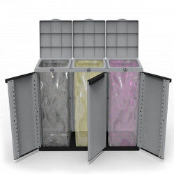 Recycling Waste Bin Ecoline Black/Grey 3 doors (102 x 39 x 88,7 cm)