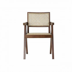 Chair with Armrests DKD Home Decor Brown Natural 56,5 x 60 x 86 cm