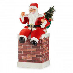 Babbo Natale Camino Bianco Marrone Rosso Legno Plastica 100 x 40 x 35 cm