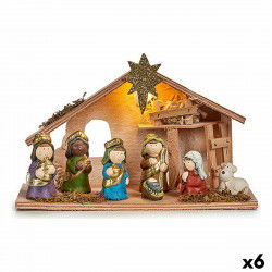 Belén de Navidad Multicolor Madera Cerámica 28 x 17 x 10 cm (6 Unidades)