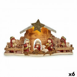 Belén de Navidad Blanco Marrón Rojo Madera Cerámica 33 x 16 x 10,5 cm (6...