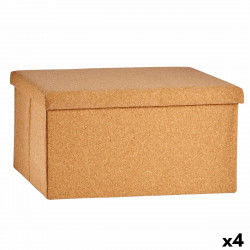 Boîte Décorative Pliable Marron Liège Bois MDF 36 x 36 x 72 cm (4 Unités)