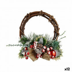 Advent wreathe Red Green Wood Plastic 22 x 8 x 22 cm (12 Units)