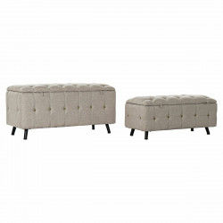 Banquette DKD Home Decor   Noir Beige Métal 103 x 42 x 52 cm (2 Unités)