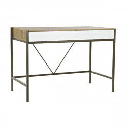 Bureau DKD Home Decor Blanc Marron Métal Bois MDF 110 x 55 x 76 cm