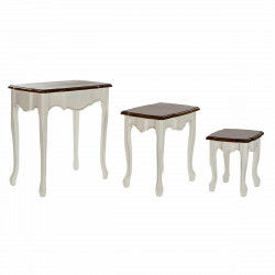 Jeu de 3 tables DKD Home Decor Blanc Marron 60 x 40 x 66 cm