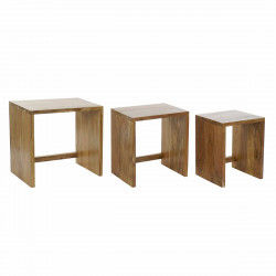 Set of 3 tables DKD Home Decor Wood Acacia Plastic 51 x 36 x 51 cm