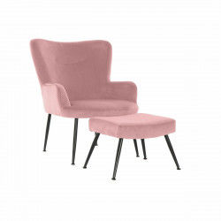 Poltrona DKD Home Decor S3023869 Nero Rosa Metallo Plastica Velluto Moderno...