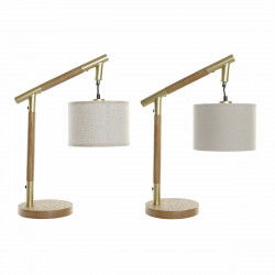 Bureaulamp DKD Home Decor 36 x 20 x 52 cm Bruin 220 V 50 W Essenhout (2 Stuks)