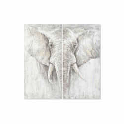 Jeu de 2 tableaux DKD Home Decor Eléphant Colonial 120 x 3,7 x 120 cm